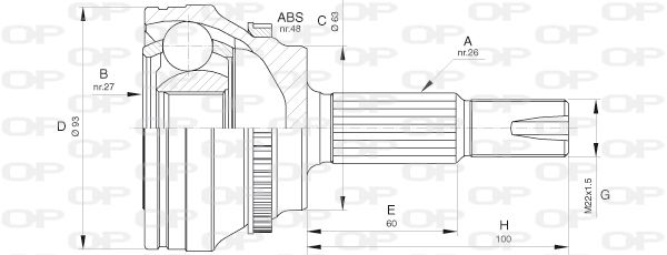 OPEN PARTS jungčių komplektas, kardaninis velenas CVJ5659.10